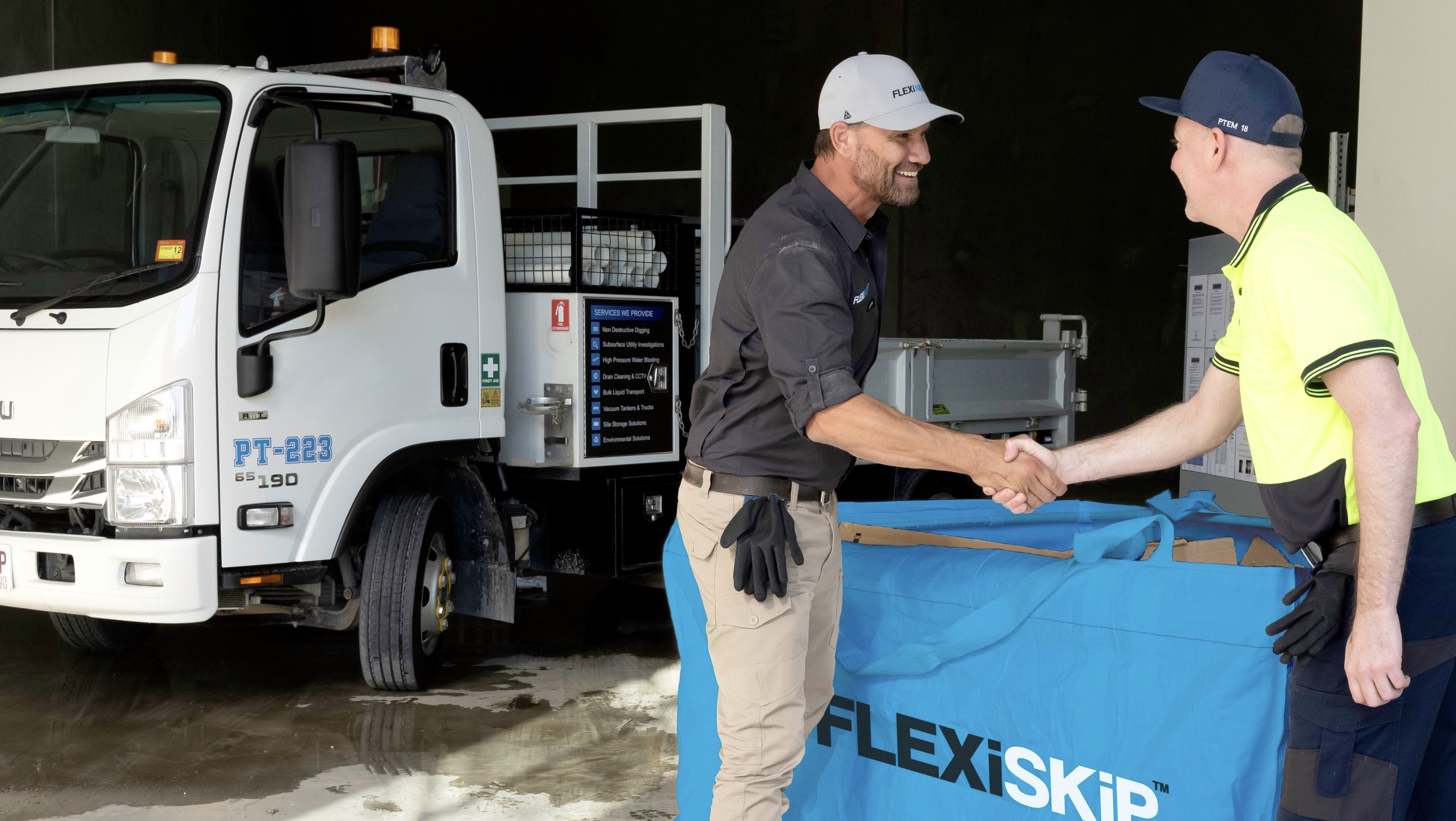 FlexiSkip partnership handshake