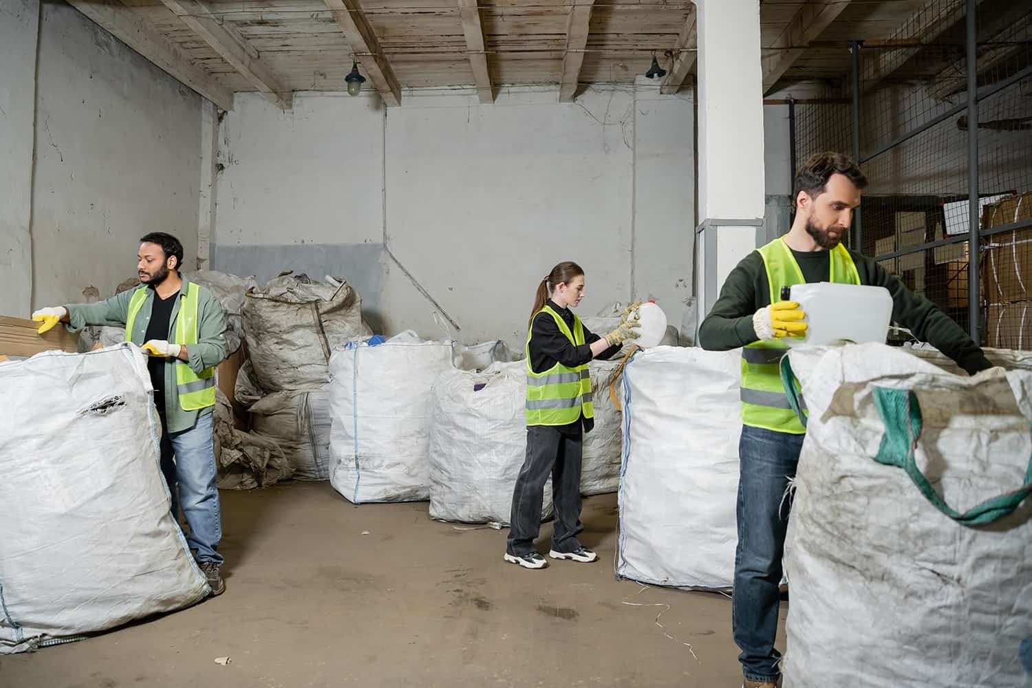 Workers sorting waste